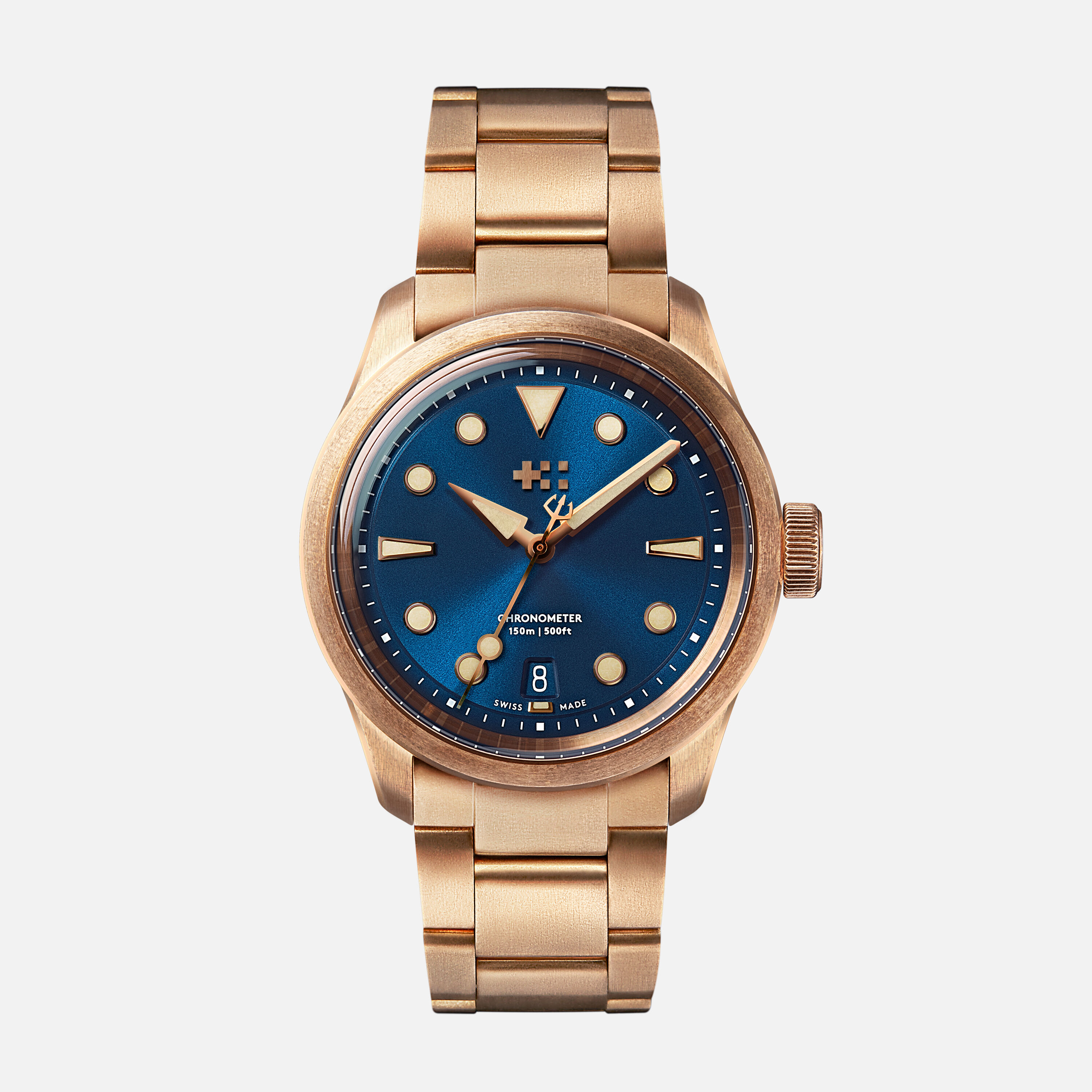 Bronze watch blue dial sale