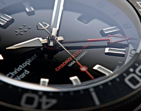 a luminescent Christopher Ward watchface