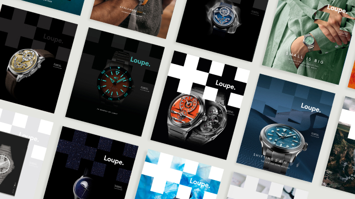 Multiple examples of previous Loupe magazines