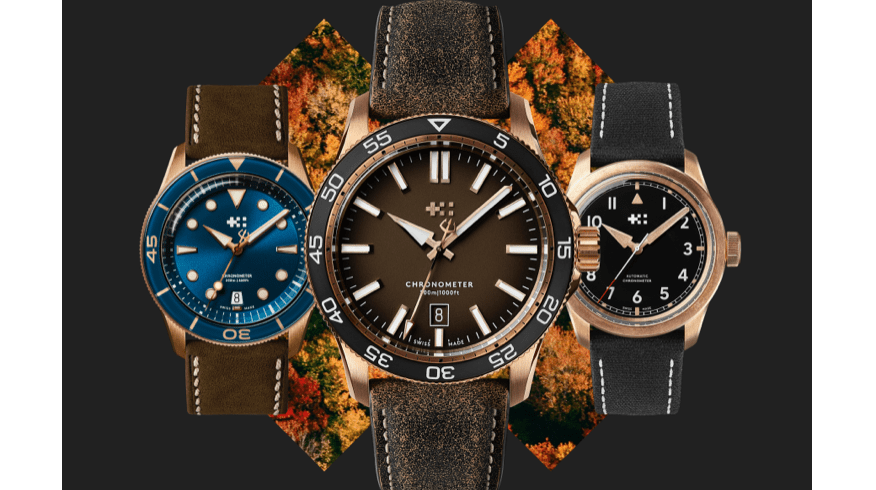 Our bronze watches on an autumnal background
