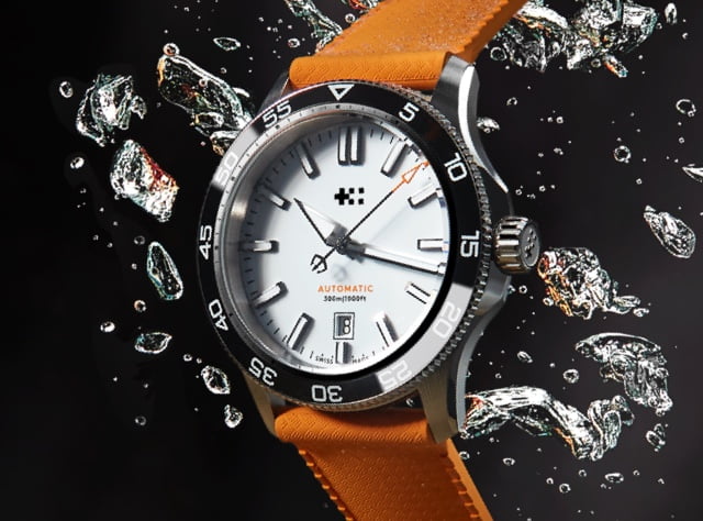 Trident 300 watch on a splash background