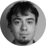 Black and white photo of Eryc Niedbala