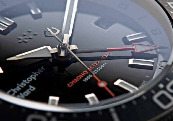 a luminescent Christopher Ward watchface