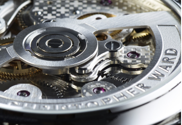 a closeup of a Christopher Ward watch's bezel